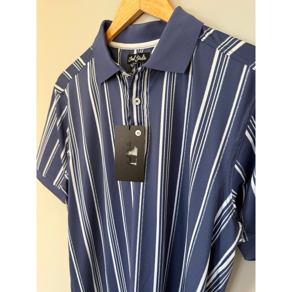 Bad Birdie Ridge Polo Winning Streak‎ Cobalt Blue Striped Golf Small BBMP012-657